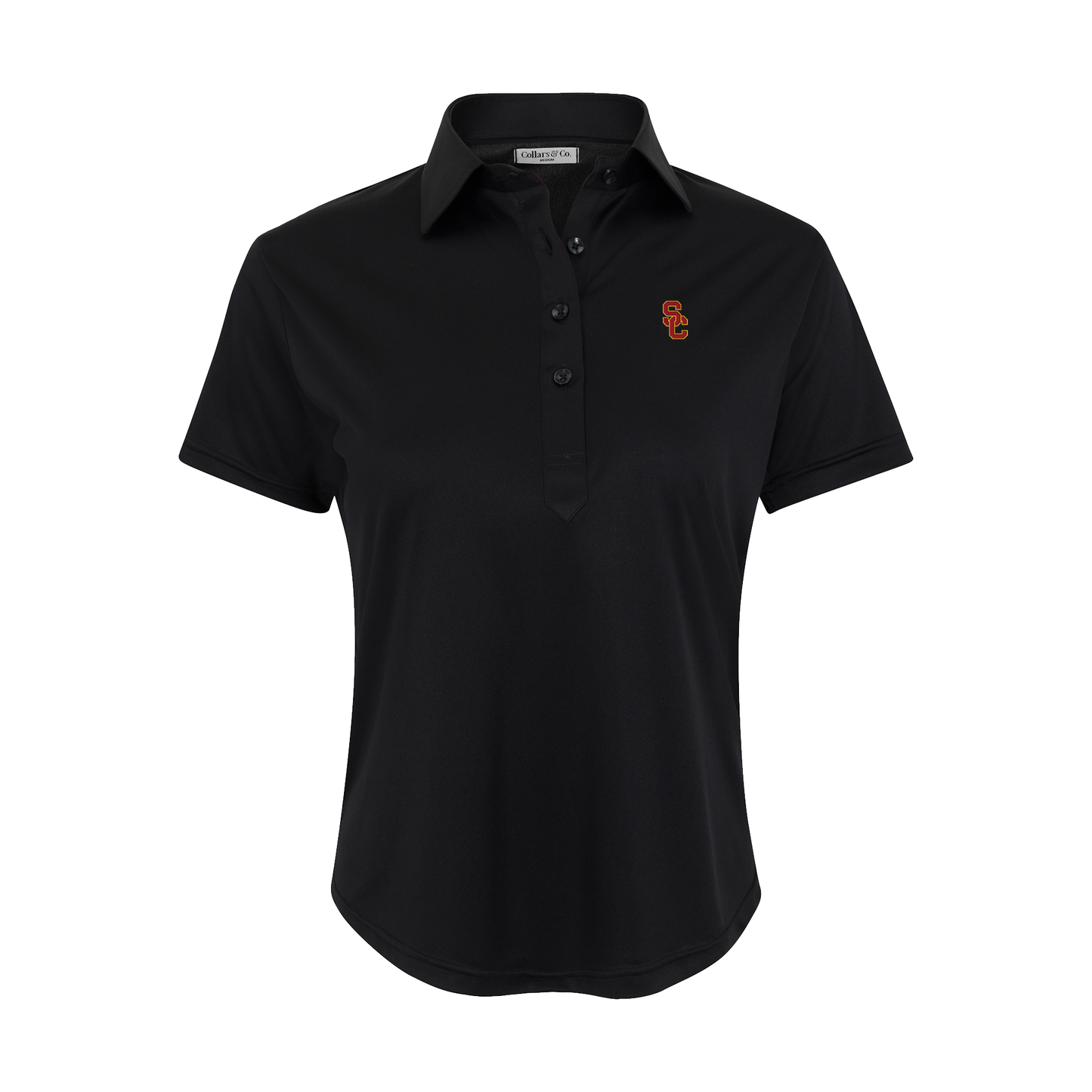 USC Women's Cap Sleeve Semi Spread Polo Black
