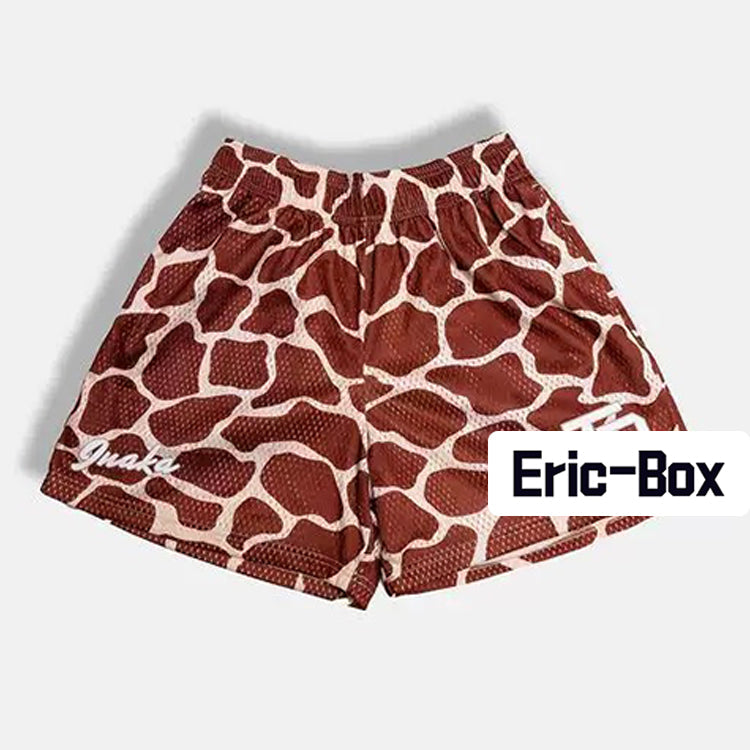 Deer Pattern Mesh Shorts