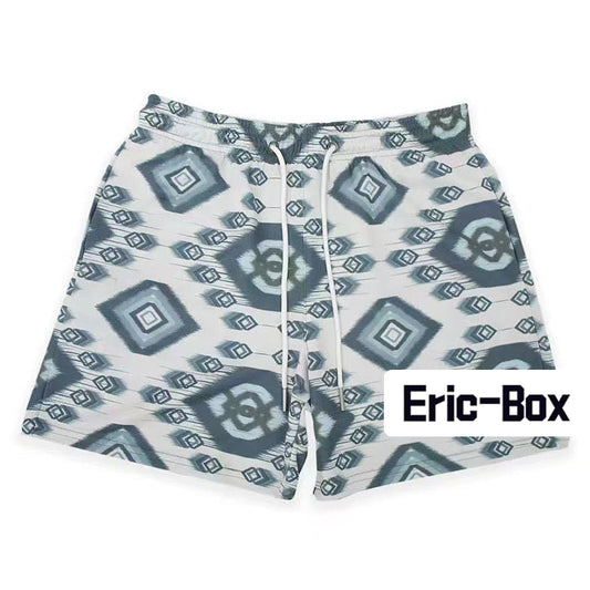 Geometric Ikat Mesh Shorts