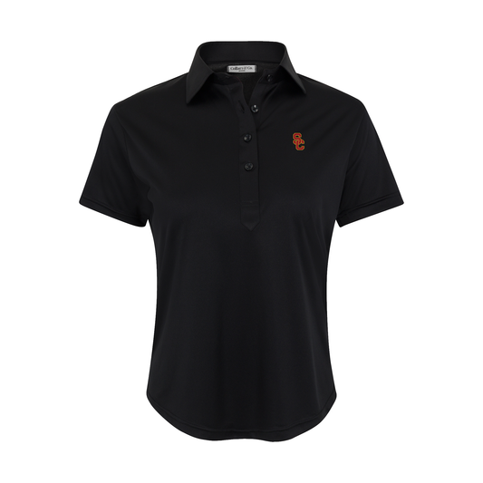 USC Women's Cap Sleeve Semi Spread Polo Black