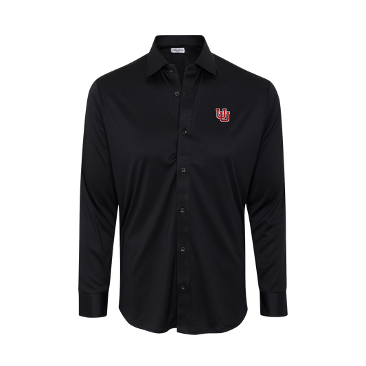 Utah Quattro Flex Dress Shirt with Semi-Spread Collar Black